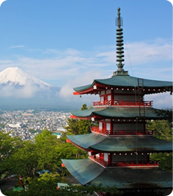 Pagoda and skyline in Japan